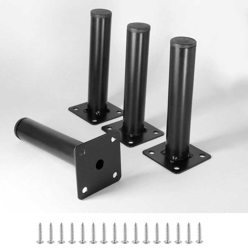 Masendelk Black Furniture Legs 5 Inch / 130mm, 4pcs Modern Sofa Legs Cabinet Replacement Legs, Heavy Duty Metal Legs with Mounting Screw for Furniture Couch Sofa TV Cabinet Dresser Desk Risers - Image 1